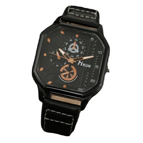 Fashion New Double Layer Square Shell Belt Casual Men's Sports Bracelet Set Quartz Watch - immagine 5
