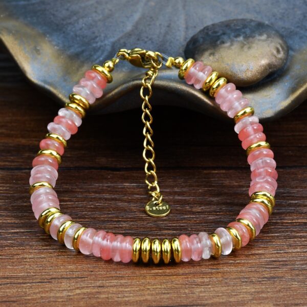 Ins style dopamine colored natural stone bead bracelet for women niche and high-end non fading crystal bracelet - immagine 5
