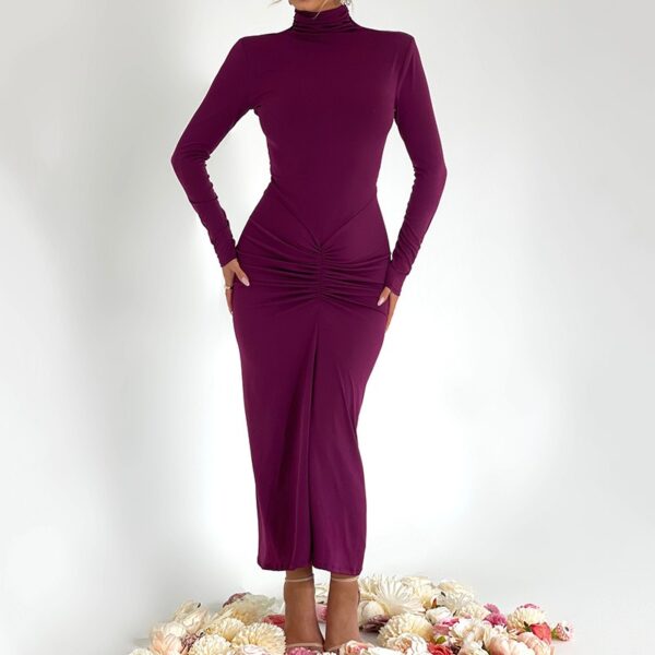 Half high neck long sleeved dress for women's fashion, sexy, spicy girl temperament, tight fitting long skirt - immagine 2
