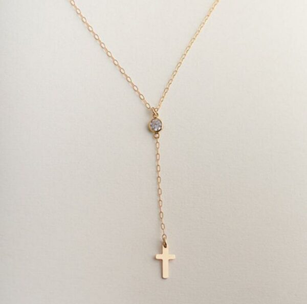 Small Gold Cross Pendant Necklace Women Girl Kids,Mini Charm Pendant - immagine 2