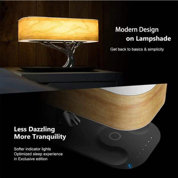 Modern led table lamp for bedroom dimmable bluetooth Speaker phone Charger wireless desk lamp bedside lamp table light tree lamp - immagine 5