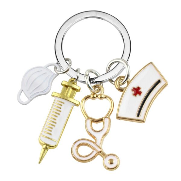 Nurses, doctors, masks, keychains, medical rescue personnel keyrings, syringes, syringes, stethoscopes, keychains - immagine 3