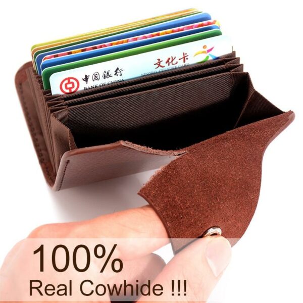 Genuine Leather Card Wallet for Men and Women Cowhide Business Card Holder Credit Card Purse - immagine 3