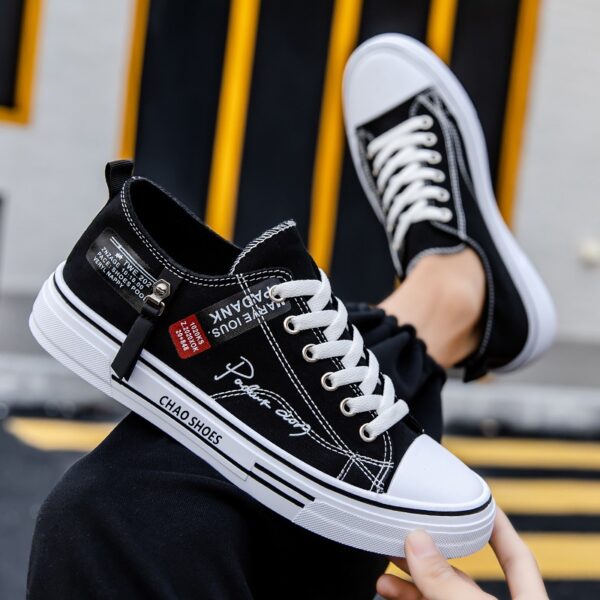 Breathable men's canvas shoes, Hong Kong style men's shoes, casual cloth shoes, trendy, lightweight, low top board shoes - immagine 8