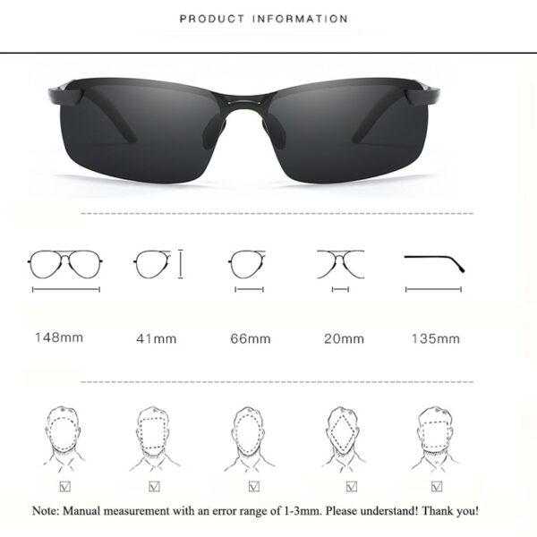 Photochromic Sunglasses Men Polarized Chameleon Discoloration Sunglasses For Men - immagine 3
