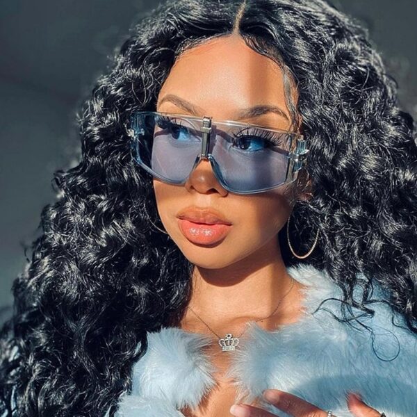 Vintage Punk Sunglasses Women Luxury Fashion Goggle Sun Glasses Men Personality One Piece Black Blue Glasses - immagine 2