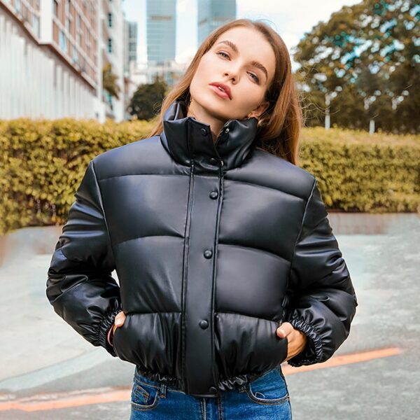 Women's standing collar warm bread cotton jacket - immagine 7