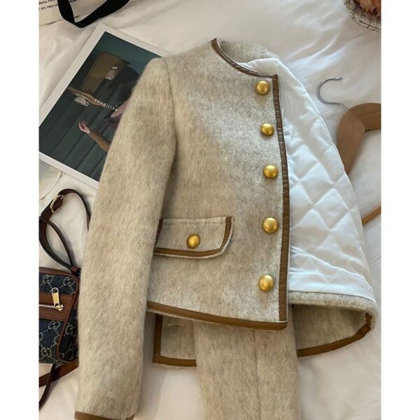 Grey coat thick cotton jacket short top - immagine 7