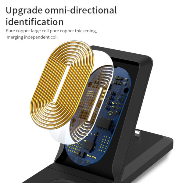3-in-1 Wireless Charger Vertical Folding Wireless Charger 15W Fast Charge 3-in-1 Wireless Charger - immagine 3