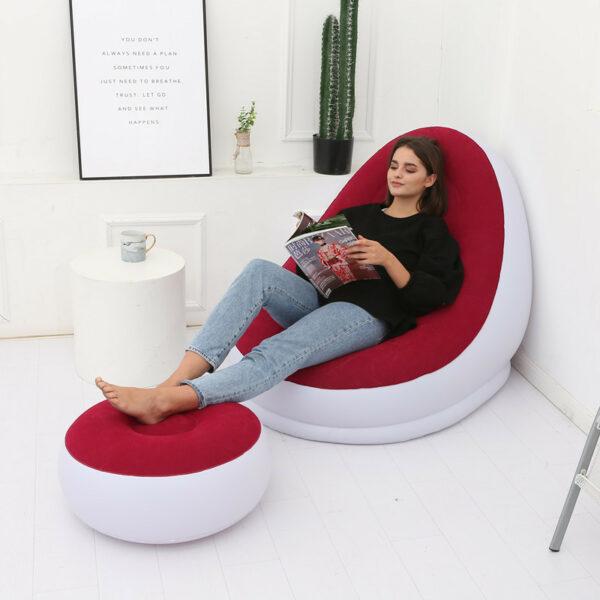 Inflatable Air Mattress Lazy Sofa Deck Chair Comfortable Leg Stool Rest Single Beanbag for home and Outdoor Use - immagine 3
