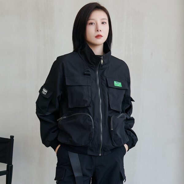 Loose women's workwear jacket motorcycle casual versatile top baseball jacket autumn and winter women's clothing - immagine 5