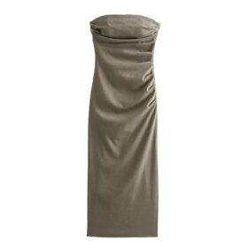 Fashionable socialite style pleated decorative midi dress