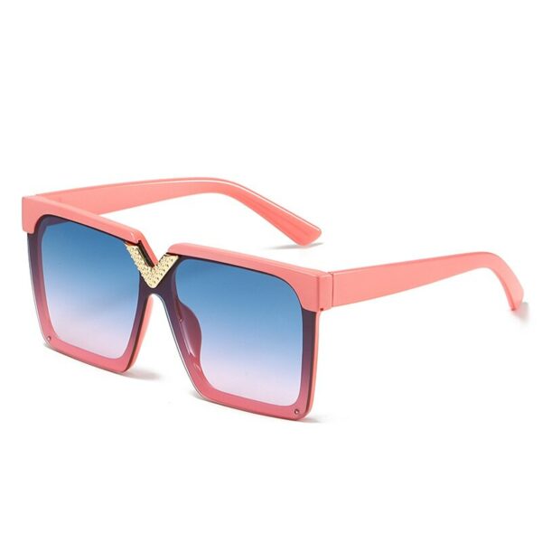 One Piece Square V shaped Sunglasses For Women New Fashon Oversized Balck Gradient Sun Glasses Female Pink Blue Shades Men Glasses - immagine 8