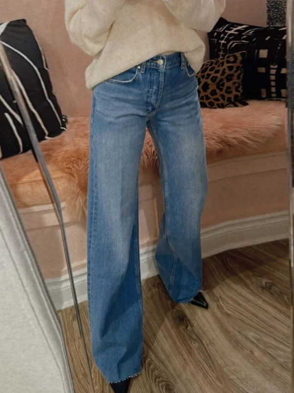 Autumn Winter Cotton Designer  Vintage Denim Pant Long Trousers Female Streetwear - immagine 2