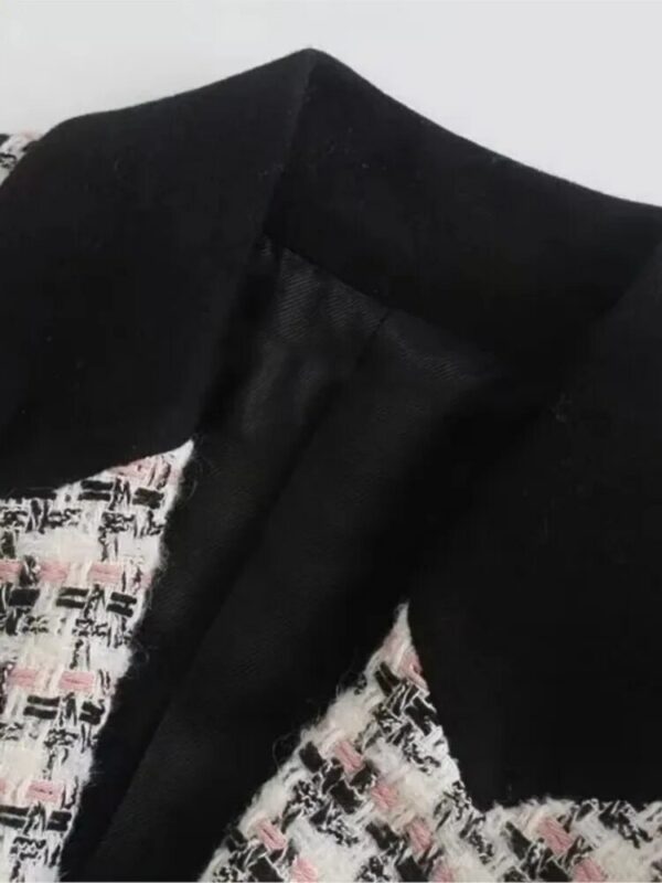 Plaid Blazer Coat Button Elegant Tartan Jacket - immagine 2