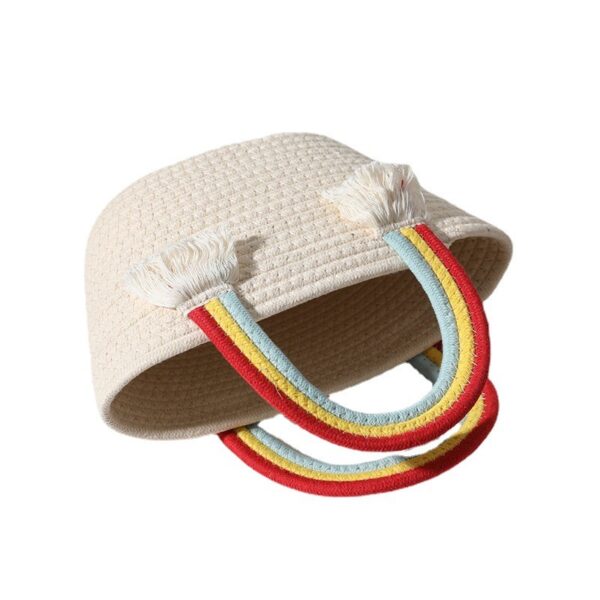 Cute rainbow cloud handbag new handmade cotton thread woven bag seaside vacation beach bag all-match straw woven bag - immagine 6
