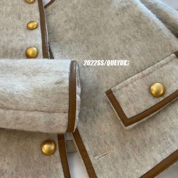 Grey coat thick cotton jacket short top - immagine 3