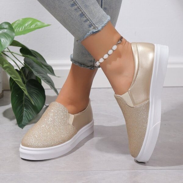 Round Toe Flat Shoes With Sequined Loafers Walking Shoes Women - immagine 8