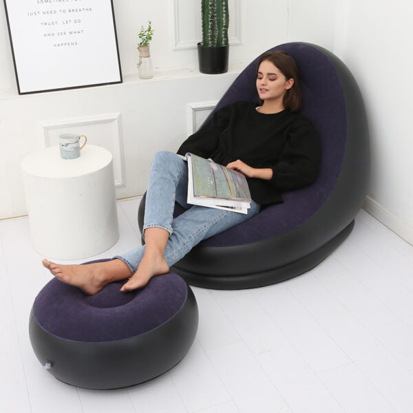 Inflatable Air Mattress Lazy Sofa Deck Chair Comfortable Leg Stool Rest Single Beanbag for home and Outdoor Use - immagine 7