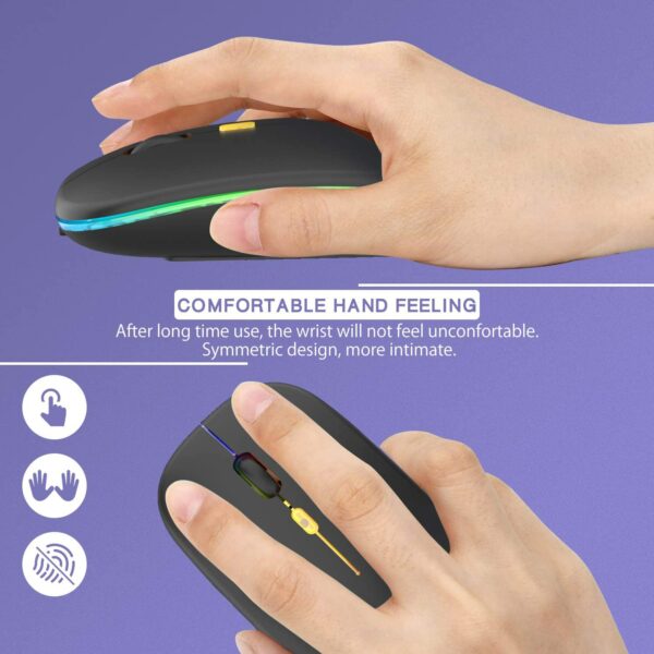 Wireless Mouse Bluetooth RGB Rechargeable Mouse Wireless Computer Silent Mause LED Backlit Ergonomic Gaming Mouse For PC Laptop - immagine 5