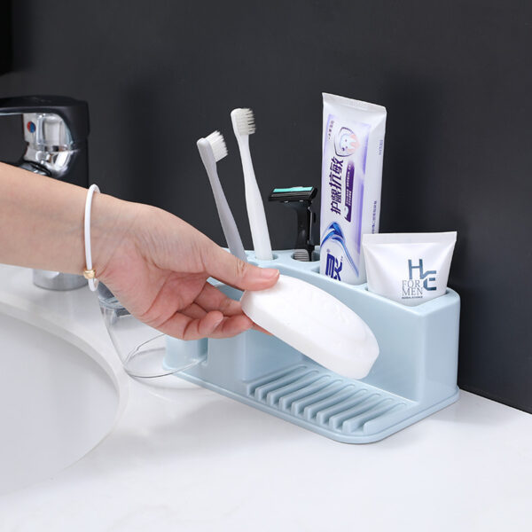 Toilet Toothbrush Rack Free Punch Brushing Cup Mouthwash Cup Holder Toothbrush Toothpaste Rack Toothware Storage Rack - immagine 4