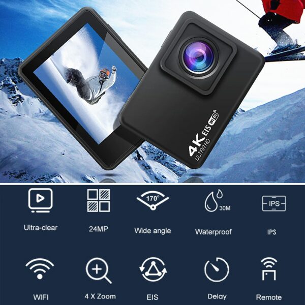 H10 EIS Anti-shake Action Camera Ultra HD 4K / 60fps WiFi 2.0" 170D Underwater Waterproof Cam Helmet Vedio Go Sport Pro Came - immagine 2