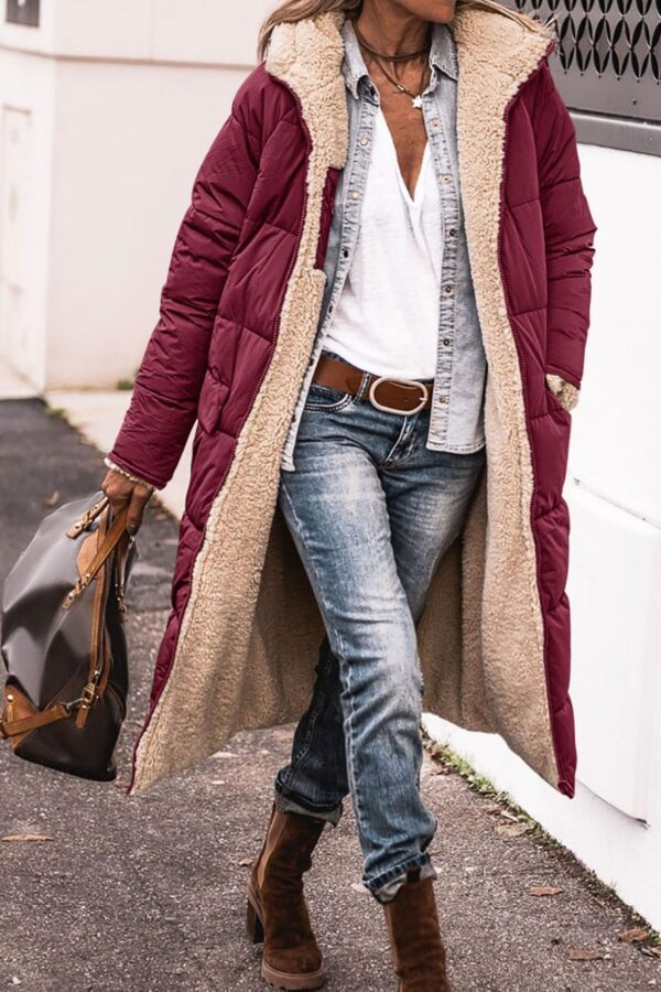 Solid color hooded cotton jacket, long sleeved, double-sided, slim fit, cardigan jacket, top - immagine 11