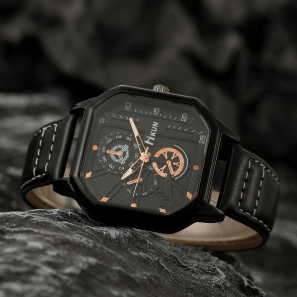 Fashion New Double Layer Square Shell Belt Casual Men's Sports Bracelet Set Quartz Watch - immagine 4