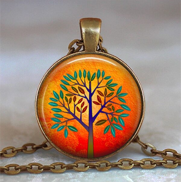 Tree Of Life Glass Cabochon Statement Necklace - immagine 25