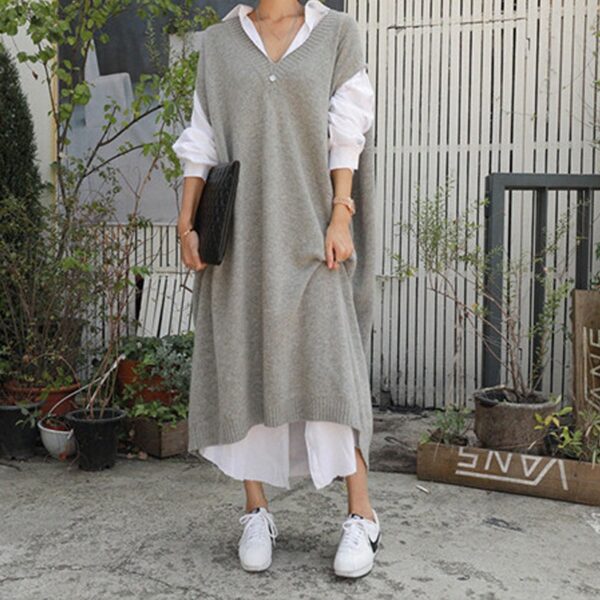 Long vest jacket over knee dress - immagine 5