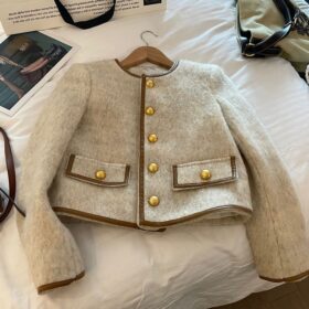 Grey coat thick cotton jacket short top
