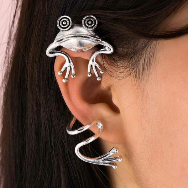 Fashion Frog Ear Cuffs Siliver Ear Cuff Clip Earrings For Women Earcuff No Piercing Fake Cartilage Earrings - immagine 14