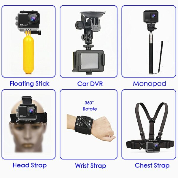 H10 EIS Anti-shake Action Camera Ultra HD 4K / 60fps WiFi 2.0" 170D Underwater Waterproof Cam Helmet Vedio Go Sport Pro Came - immagine 4