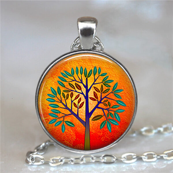 Tree Of Life Glass Cabochon Statement Necklace - immagine 13