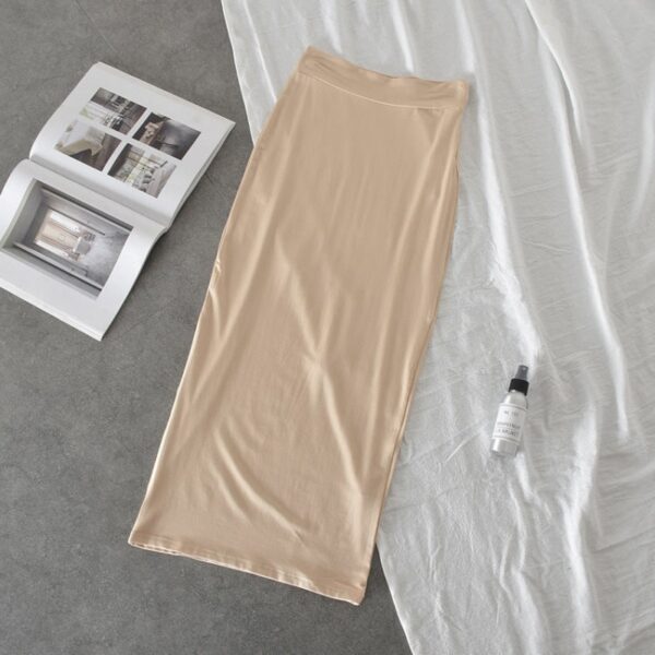 Gonna a tubino dritta, comoda, elastica slim fit che stringe i fianchi, gonna di media lunghezza - immagine 7