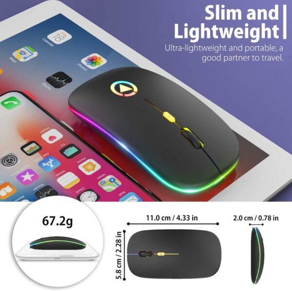 Wireless Mouse Bluetooth RGB Rechargeable Mouse Wireless Computer Silent Mause LED Backlit Ergonomic Gaming Mouse For PC Laptop - immagine 6