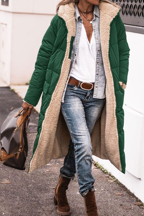 Solid color hooded cotton jacket, long sleeved, double-sided, slim fit, cardigan jacket, top - immagine 10