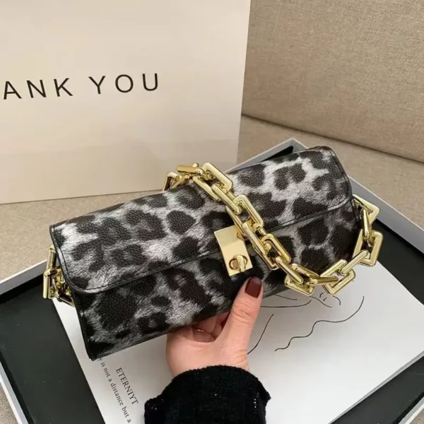 Vintage Leopard Zebra Pattern Underarm Handbags Women Cloth Thick Chain Shoulder Bags Evening Party Purse Clutches Purse Tote - immagine 3