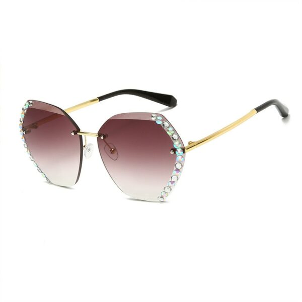 Rimless Sunglasses Women Famous Luxury Brand Design Sexy Diamond Square Sun Glasses For Female - immagine 3