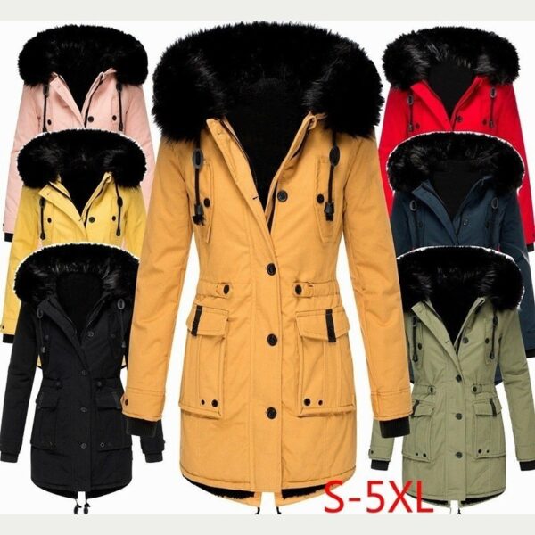 Thickened women's cotton jacket, women's cotton jacket, winter coat, parka jacket, fur collar jacket, winter coat - immagine 12