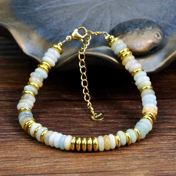Ins style dopamine colored natural stone bead bracelet for women niche and high-end non fading crystal bracelet - immagine 3