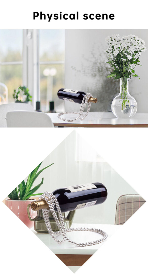 Pearl Necklace Stainless Steel Wine Rack Wine Pedestal Clamp Holder Suspension Champagne Whisky Small Ornaments - immagine 7