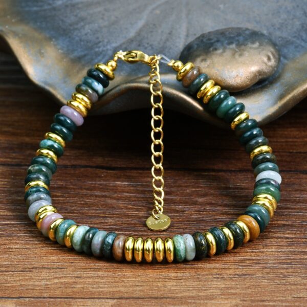 Ins style dopamine colored natural stone bead bracelet for women niche and high-end non fading crystal bracelet - immagine 2