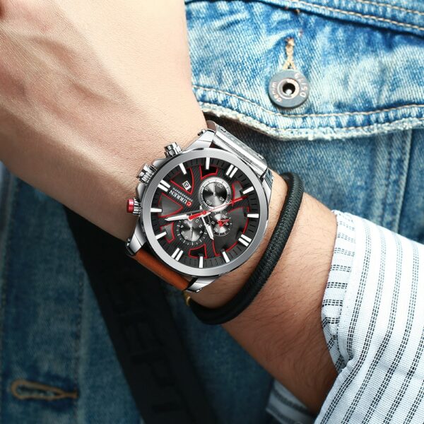 CURREN Watch Chronograph Sport Mens Watches Quartz Clock Leather Male Wristwatch Relogio Masculino Fashion Gift for Men - immagine 5