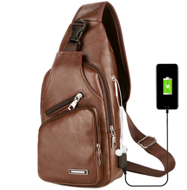 Men's Crossbody Bags Men's USB Chest Bag Designer Messenger bag Leather Shoulder Bags Diagonal Package - immagine 8