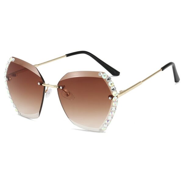 Rimless Sunglasses Women Famous Luxury Brand Design Sexy Diamond Square Sun Glasses For Female - immagine 2