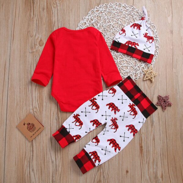 Lovely Baby Boy My First Christmas Letter Romper Kids T-Shirts Pant Newborn Hat Outfits Girl Xmas Set Autumn Clothing 2PCS Sets - immagine 2