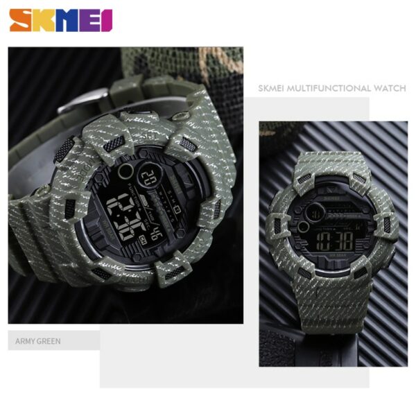 SKMEI 1472 Fashion Sport Watch Men Alarm Clock Cowboy Waterproof Week Display Men Watches Denim Digital Watch relogio masculino - immagine 4