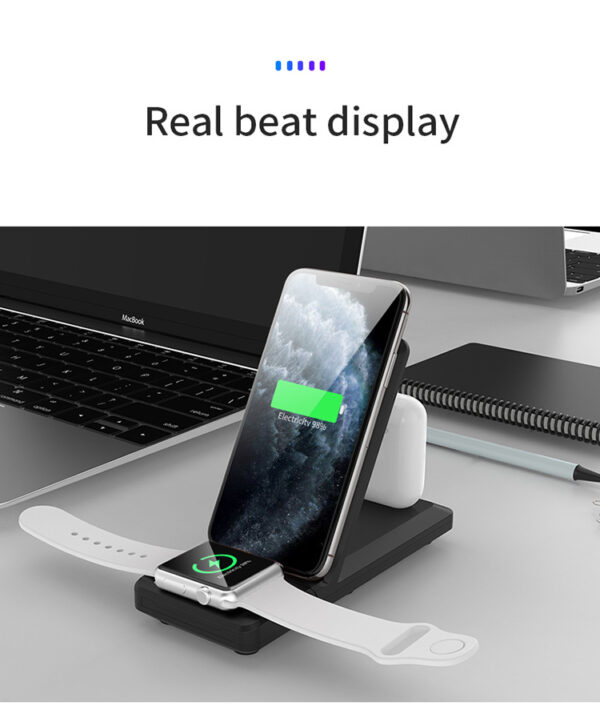 3-in-1 Wireless Charger Vertical Folding Wireless Charger 15W Fast Charge 3-in-1 Wireless Charger - immagine 6