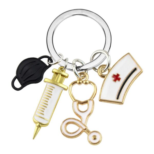 Nurses, doctors, masks, keychains, medical rescue personnel keyrings, syringes, syringes, stethoscopes, keychains - immagine 5